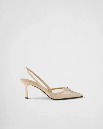 Zapatos de tacón con talón abierto de malla Zapatos de tacón con talón abierto de malla