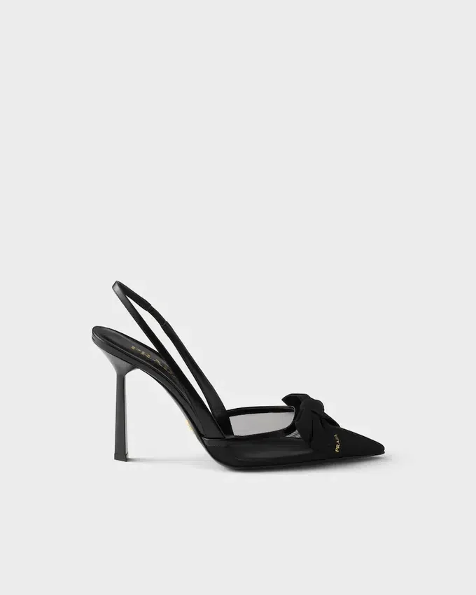 Zapatos de tacón con talón abierto de malla Zapatos de tacón con talón abierto de malla