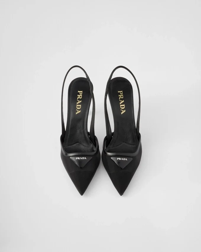 Zapatos de tacón con talón abierto de malla Zapatos de tacón con talón abierto de malla