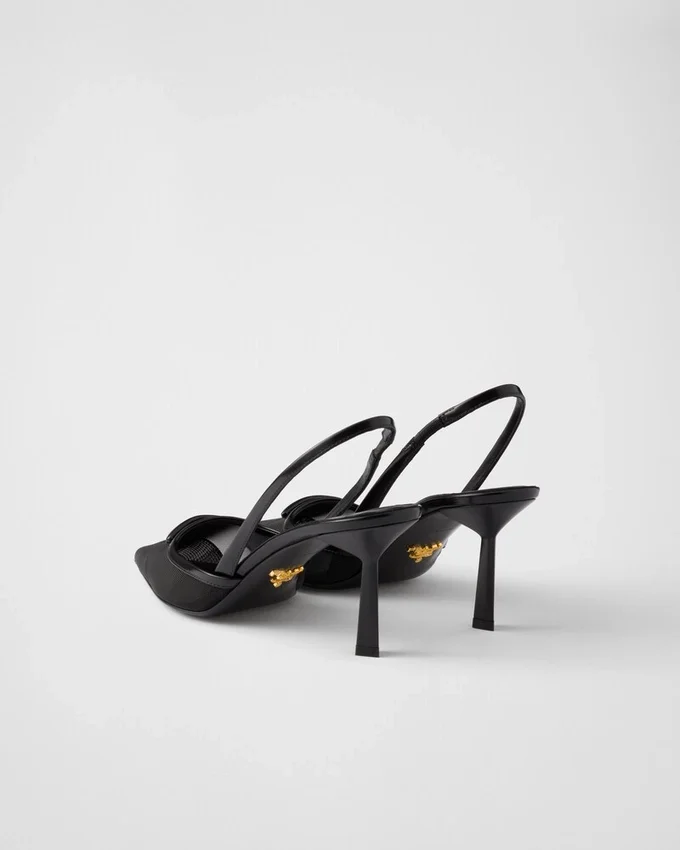 Zapatos de tacón con talón abierto de malla Zapatos de tacón con talón abierto de malla