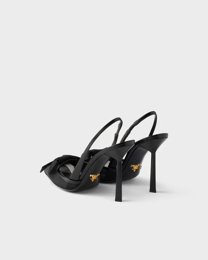 Zapatos de tacón con talón abierto de malla Zapatos de tacón con talón abierto de malla