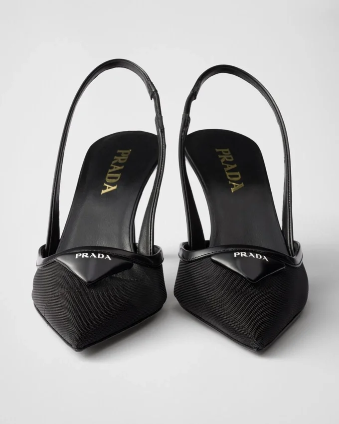 Zapatos de tacón con talón abierto de malla Zapatos de tacón con talón abierto de malla