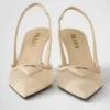Zapatos de tacón con talón abierto de malla Zapatos de tacón con talón abierto de malla