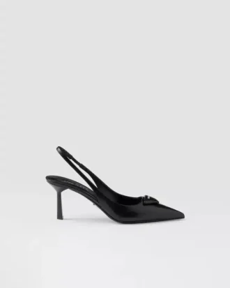 Zapatos de tacón con talón abierto de piel cepillada