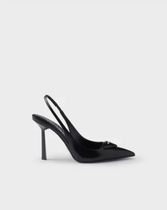 Zapatos de tacón con talón abierto de piel cepillada