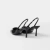 Zapatos de tacón con talón abierto de piel cepillada Zapatos de tacón con talón abierto de piel cepillada