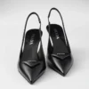 Zapatos de tacón con talón abierto de piel cepillada Zapatos de tacón con talón abierto de piel cepillada