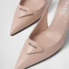 Zapatos de tacón con talón abierto de piel cepillada Zapatos de tacón con talón abierto de piel cepillada